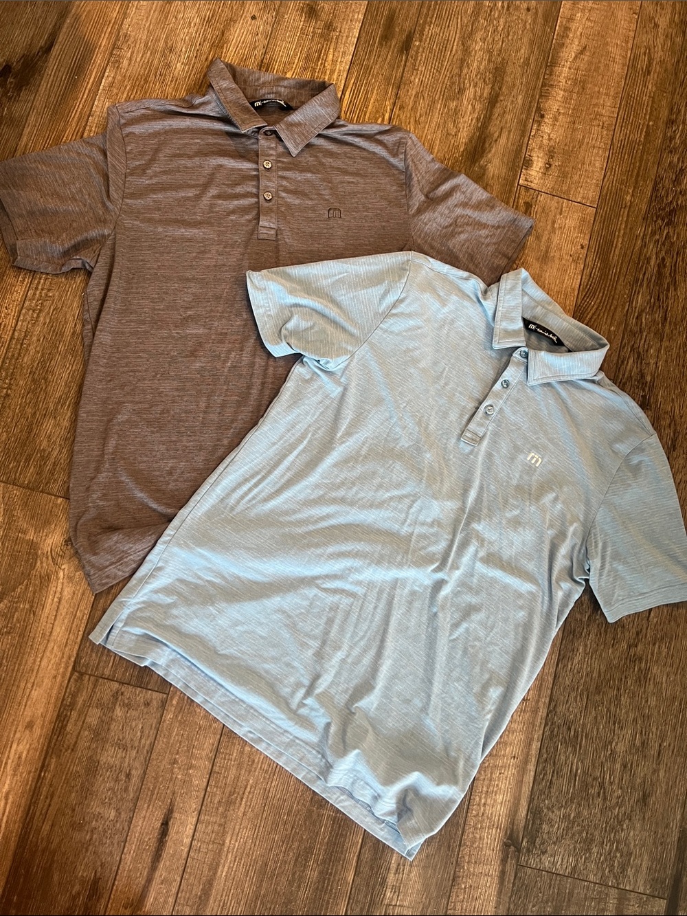 Travis Mathew Blue and Grey Men's the heater Short-Sleeve Polo Pair